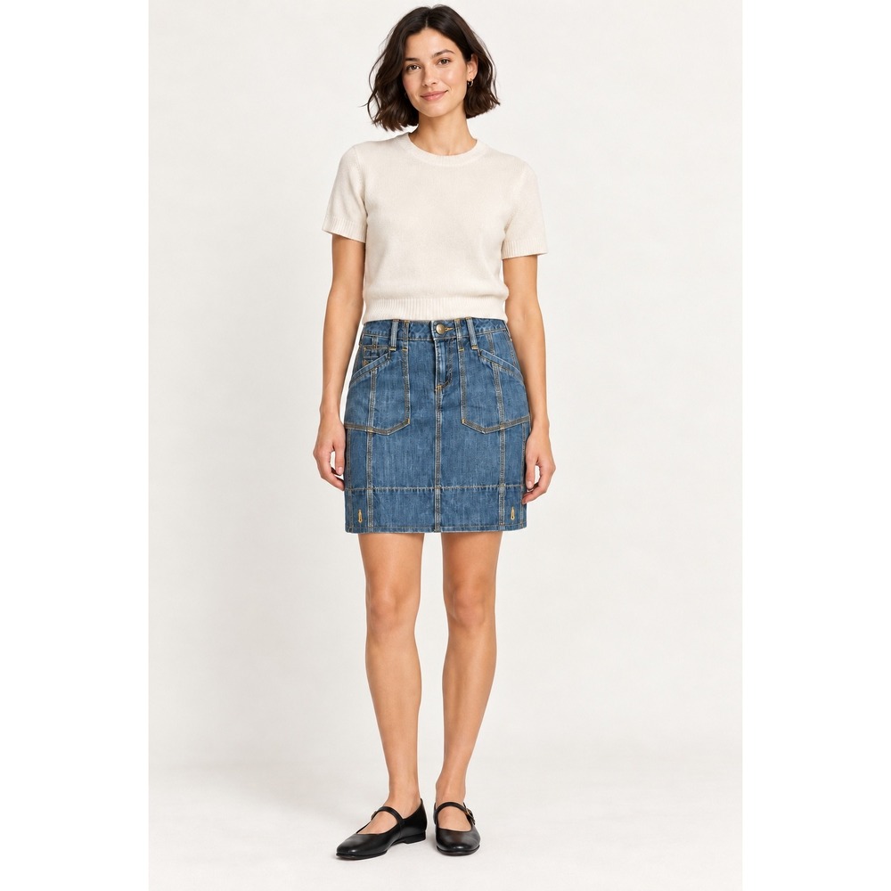 Banana Republic Womens Denim Cargo Mini Skirt Size 4 Blue Utility Workwear Jean